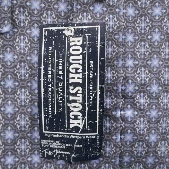 NWT Panhandle Rough Stock Pearl Snap Shirt XL Blue Mens Western Long Sleeve - Picture 6 of 15